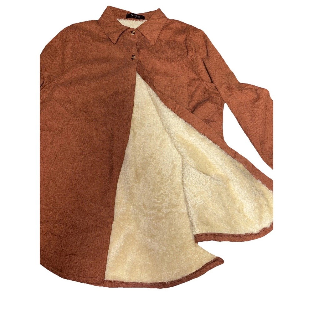 Funkitribe Burnt Orange Shacket Sz L‎ Farm Western Boutique Fuzzy Lightweight